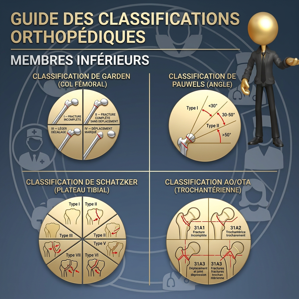 Planche JurisMedX des classifications des membres inférieurs