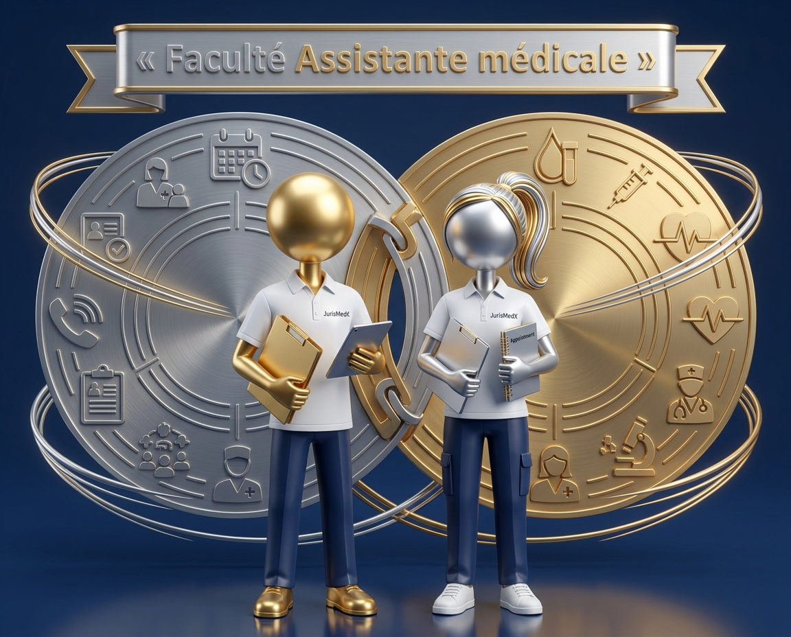 Faculté Assistante médicale JurisMedX, identité visuelle or et argent